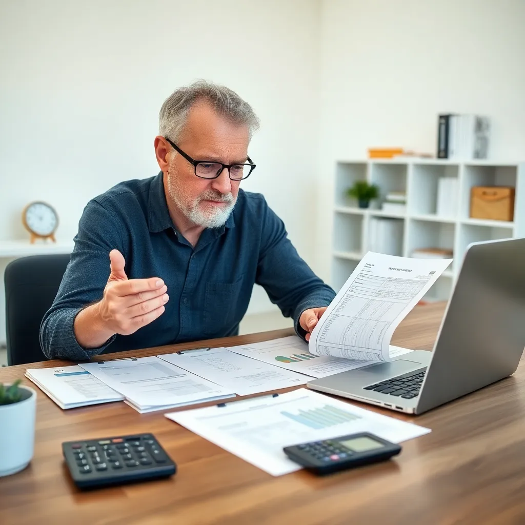 Persoon die financiële planning doet met laptop en documenten
