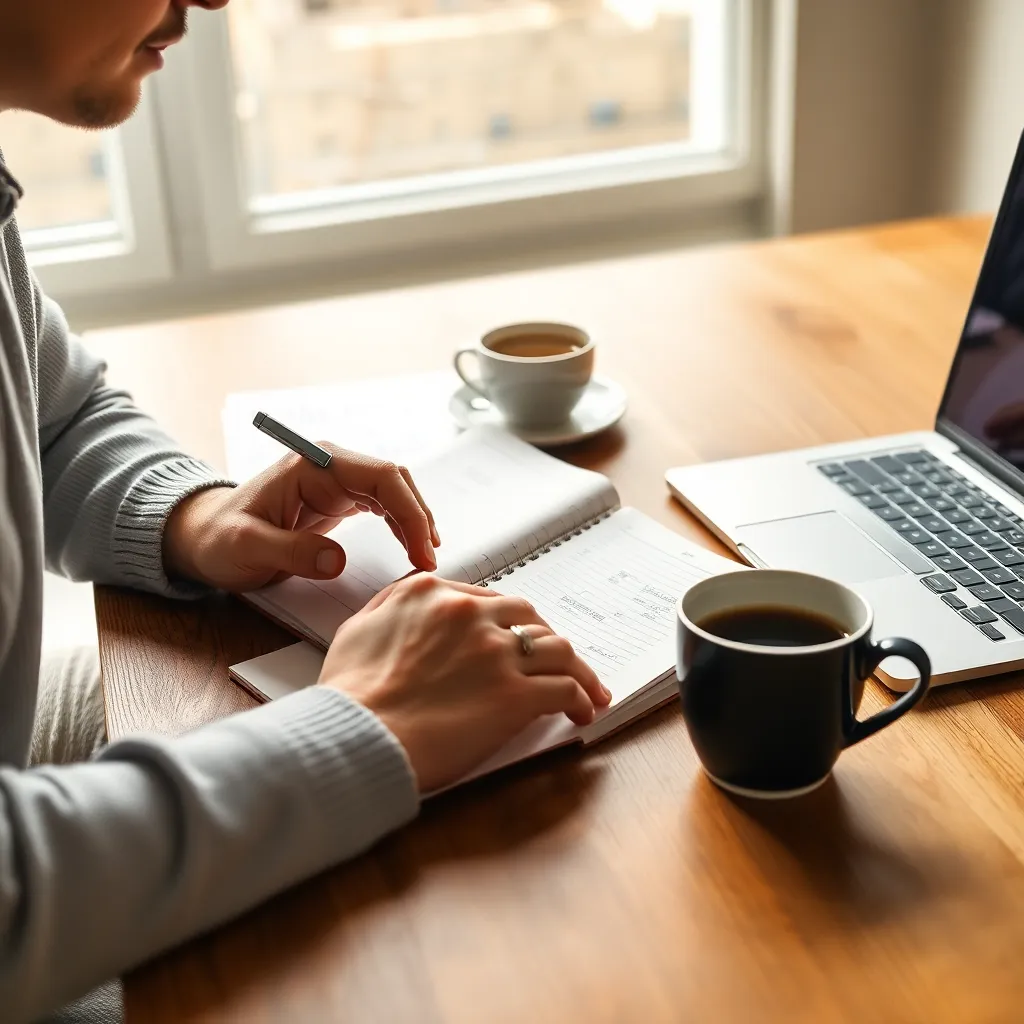Persoon die belastingdocumenten bekijkt met laptop