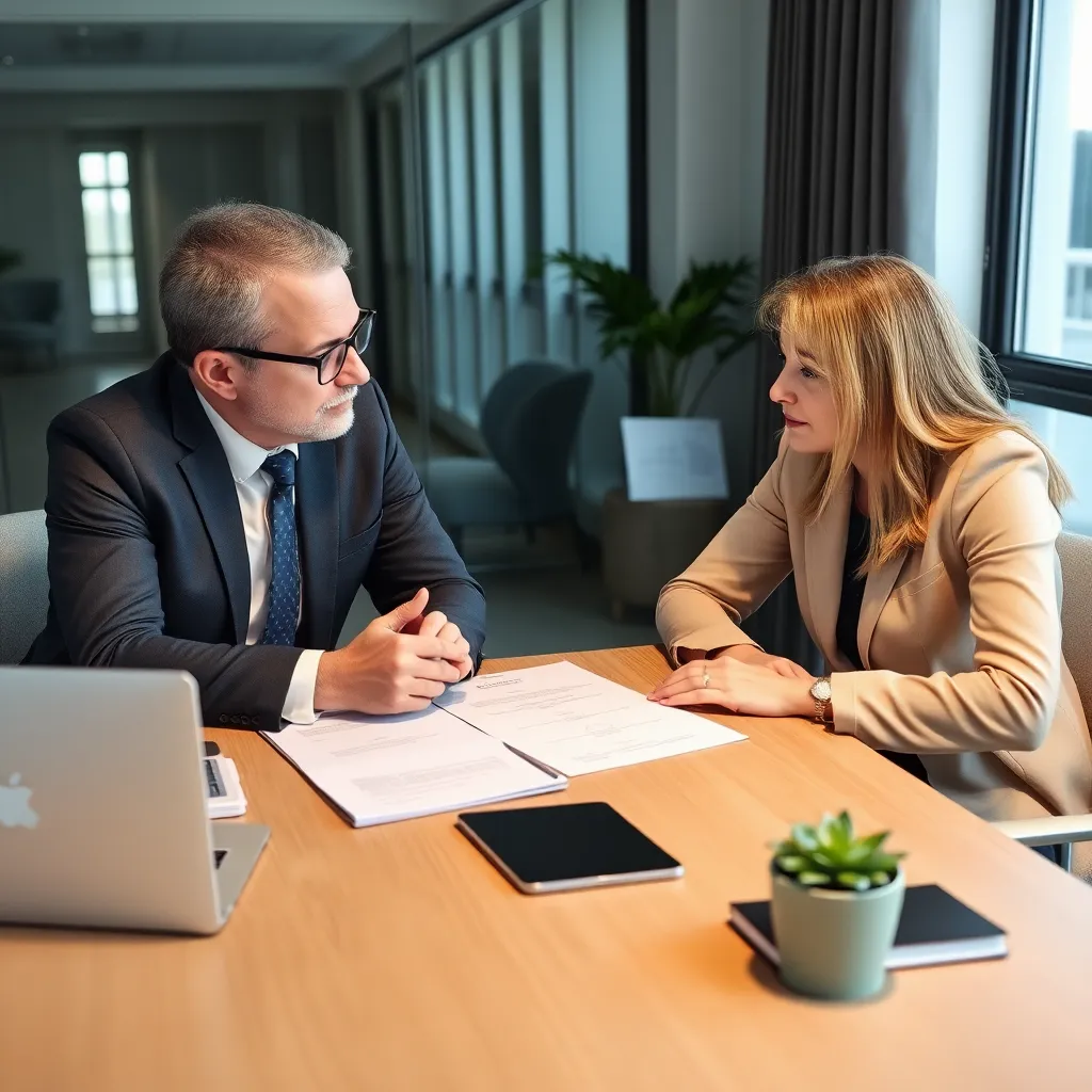 Echtpaar bespreekt pensioenstrategieën met financieel adviseur